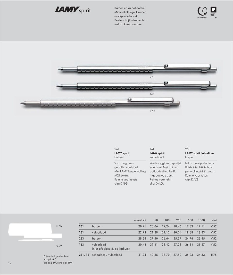 Met LAMY -vulling M 21 zwart. clip: D/LG.