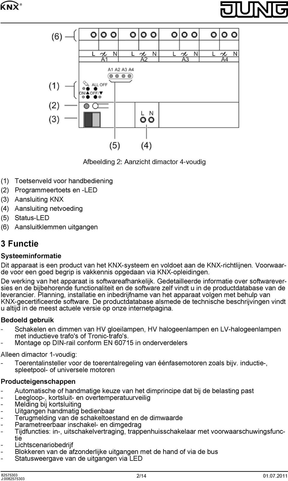 De werking van het apparaat is softwareafhankelijk.