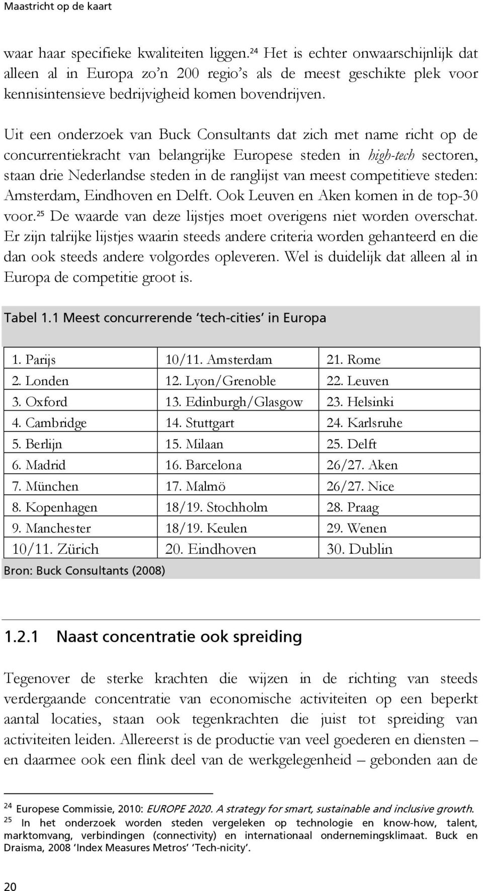 competitieve steden: Amsterdam, Eindhoven en Delft. Ook Leuven en Aken komen in de top-30 voor. 25 De waarde van deze lijstjes moet overigens niet worden overschat.