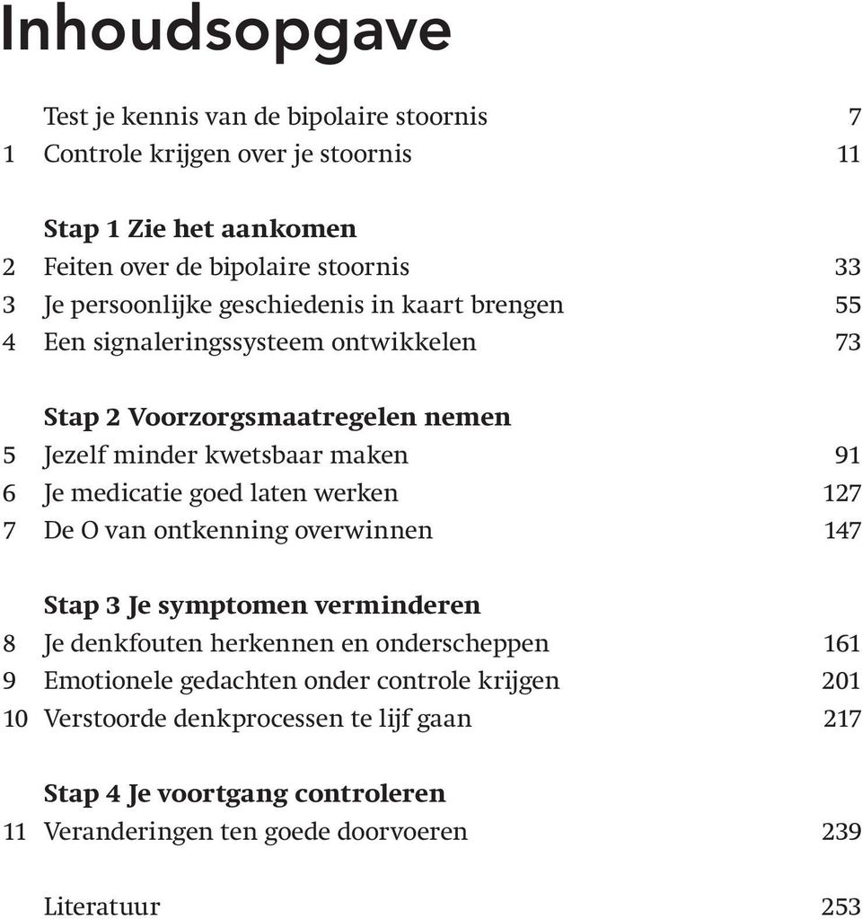 medicatie goed laten werken 127 7 De O van ontkenning overwinnen 147 Stap 3 Je symptomen verminderen 8 Je denkfouten herkennen en onderscheppen 161 9 Emotionele