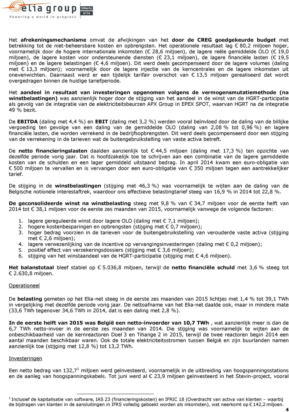 ondersteunende diensten ( 23,1 miljoen), de lagere financiële lasten ( 19,5 miljoen) en de lagere belastingen ( 4,6 miljoen).