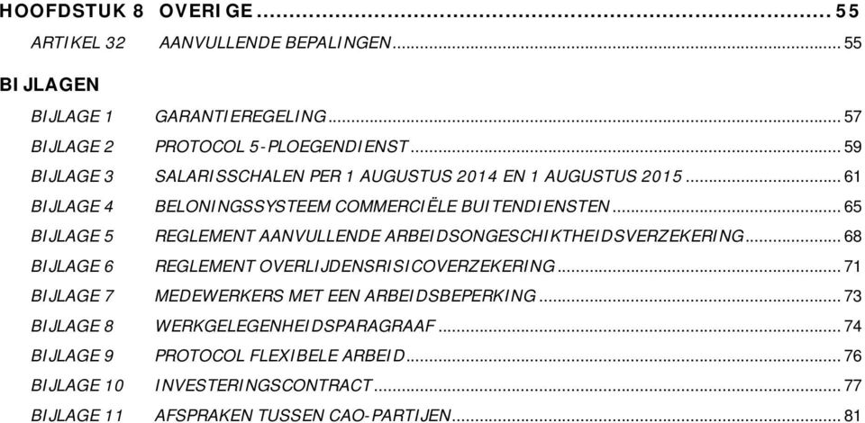 .. 65 BIJLAGE 5 REGLEMENT AANVULLENDE ARBEIDSONGESCHIKTHEIDSVERZEKERING... 68 BIJLAGE 6 REGLEMENT OVERLIJDENSRISICOVERZEKERING.