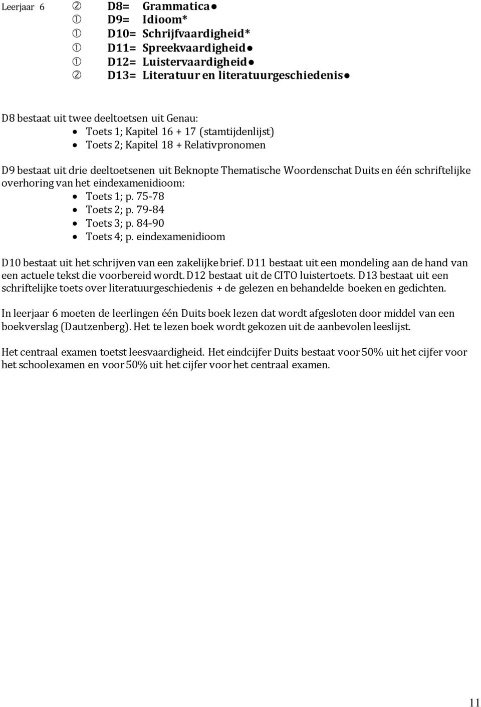 eindexamenidioom: Toets 1; p. 75-78 Toets 2; p. 79-84 Toets 3; p. 84-90 Toets 4; p. eindexamenidioom D10 bestaat uit het schrijven van een zakelijke brief.