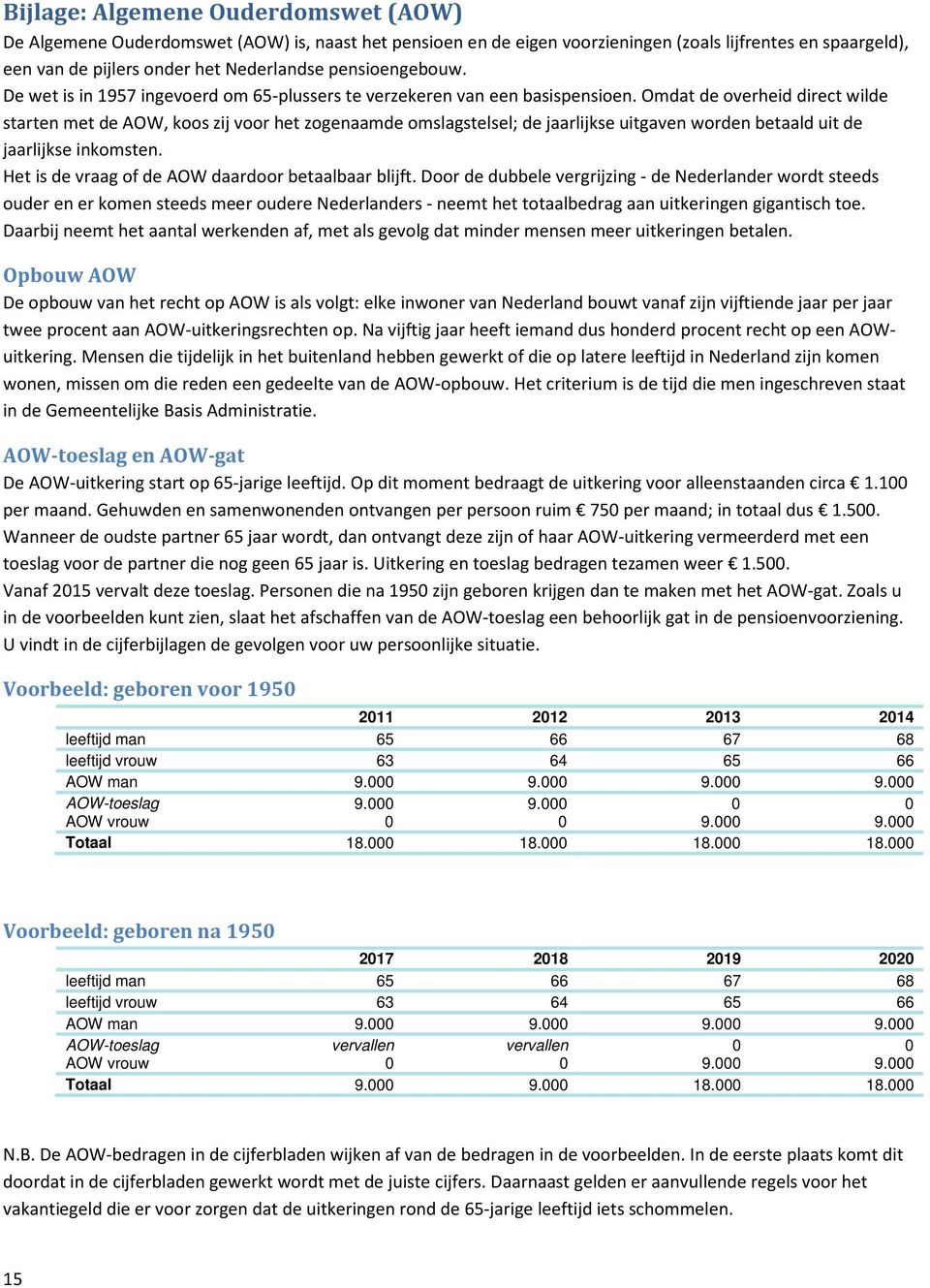 Omdat de overheid direct wilde starten met de AOW, koos zij voor het zogenaamde omslagstelsel; de jaarlijkse uitgaven worden betaald uit de jaarlijkse inkomsten.