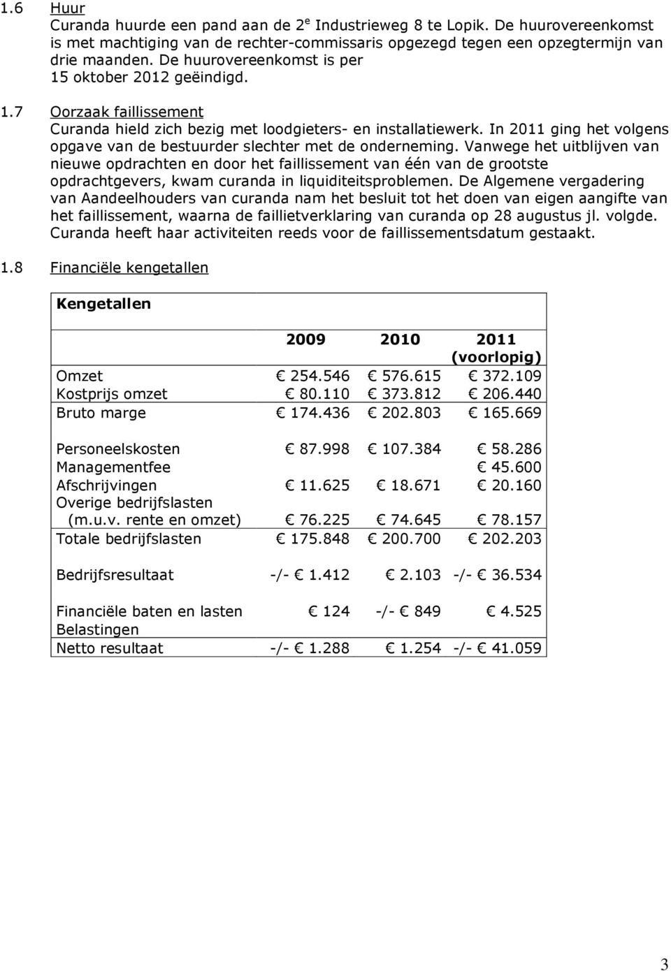 In 2011 ging het volgens opgave van de bestuurder slechter met de onderneming.