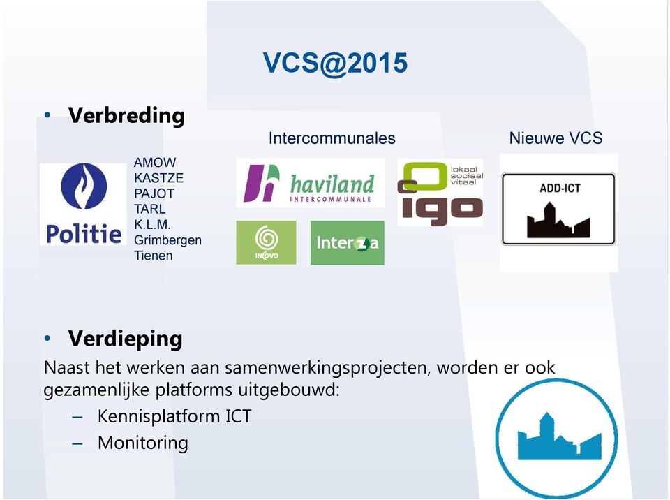 Grimbergen Tienen VCS@2015 Intercommunales Nieuwe VCS