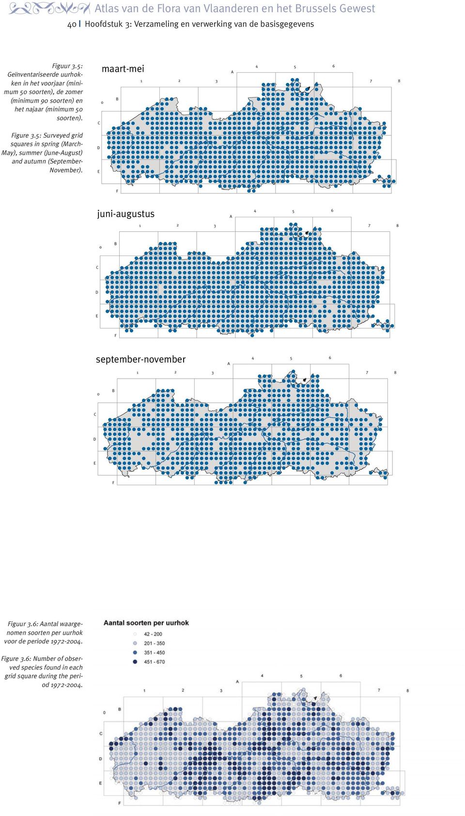 4 maart-mei 6 5 A 2 1 7 3 8 B C Figure 3.5: Surveyed grid squares in spring (MarchMay), summer (June-August) and autumn (SeptemberNovember).