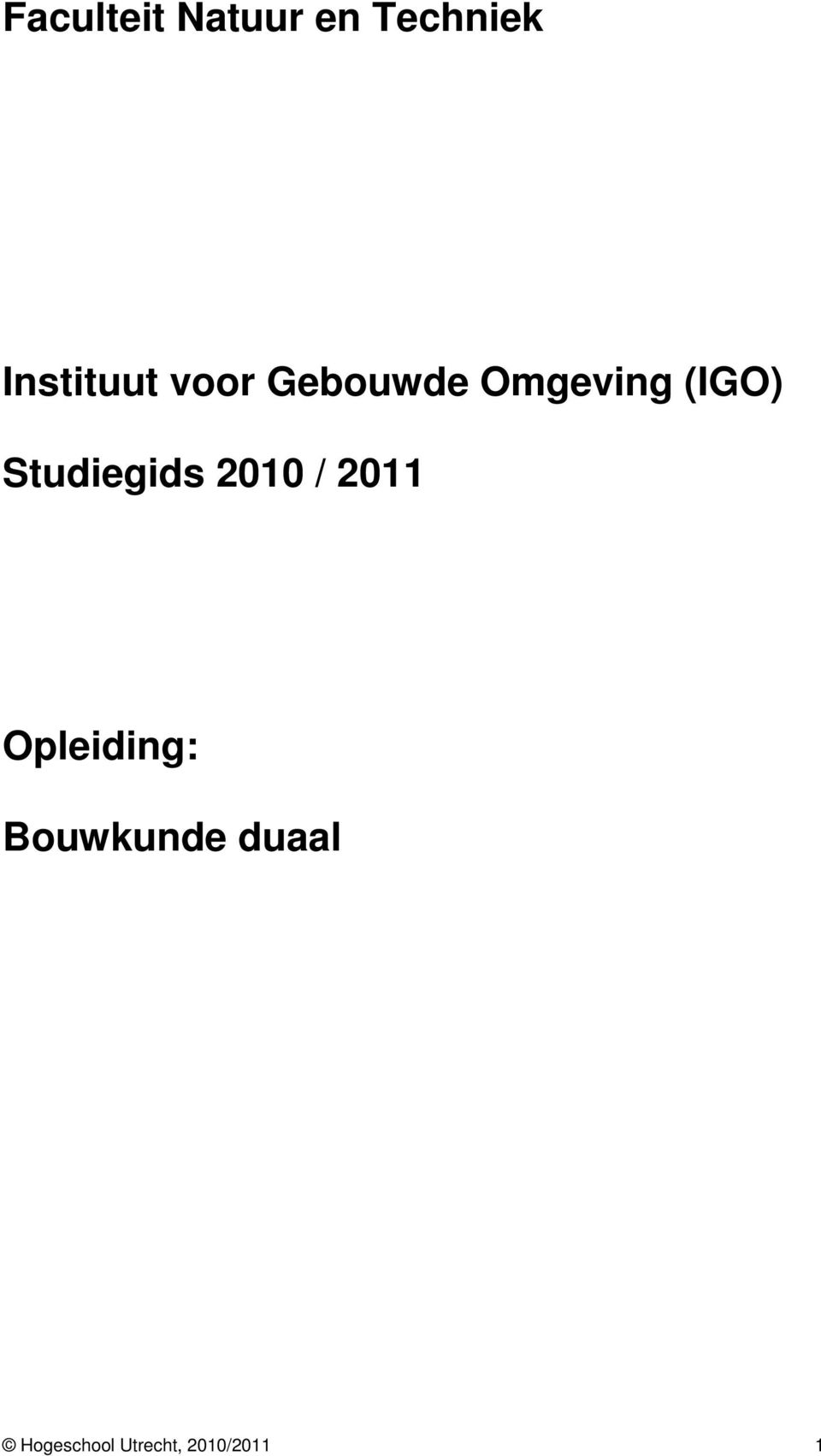 (IGO) Studiegids 2010 / 2011