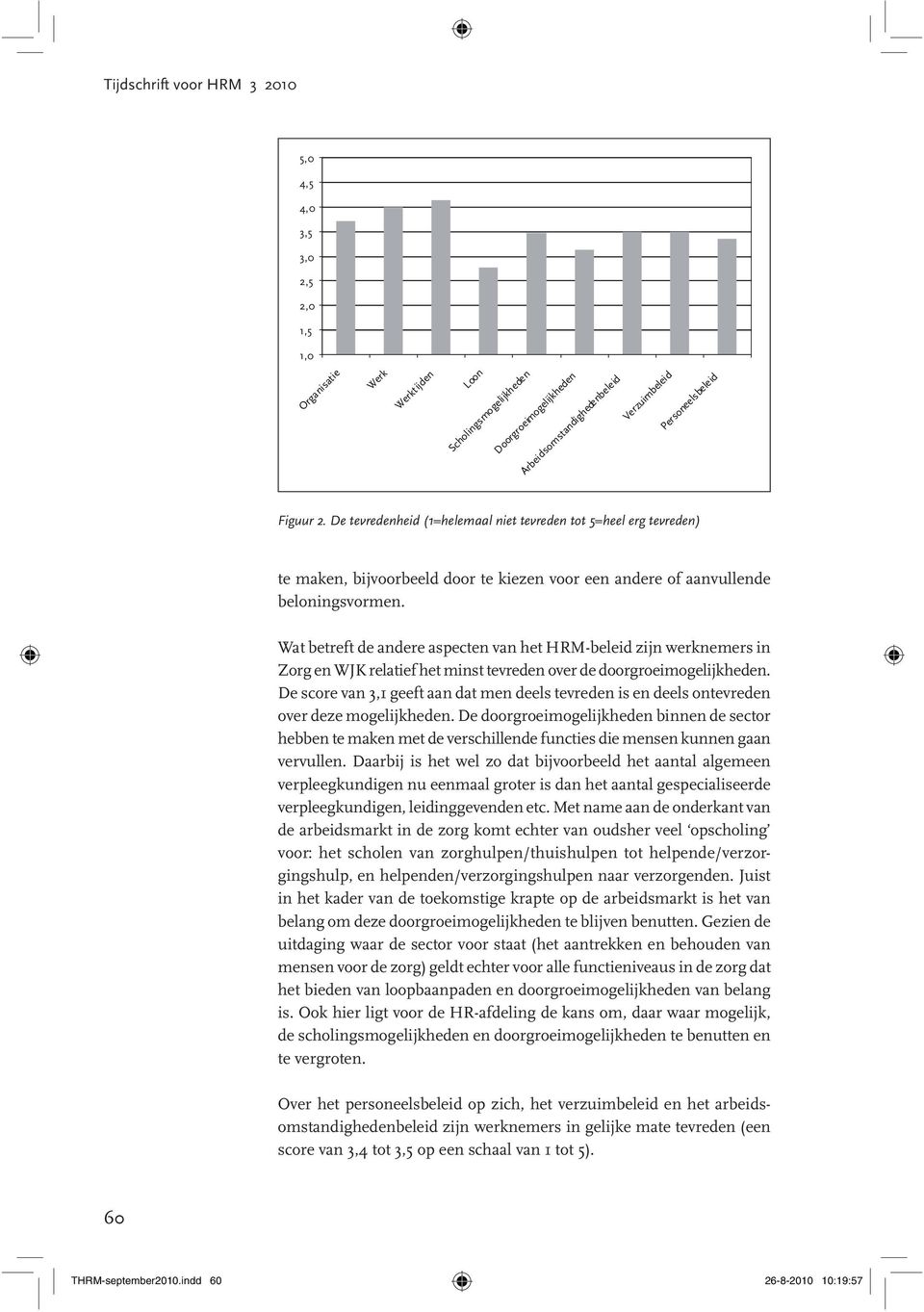 Wat betreft de andere aspecten van het HRM-beleid zijn werknemers in Zorg en WJK relatief het minst tevreden over de doorgroeimogelijkheden.