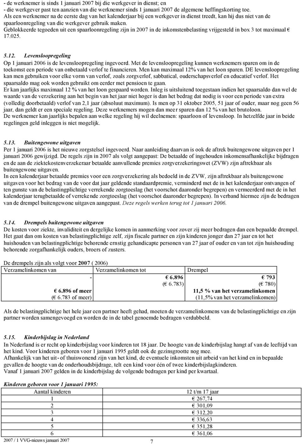 Geblokkeerde tegoeden uit een spaarloonregeling zijn in 2007 in de inkomstenbelasting vrijgesteld in box 3 tot maximaal 17.025. 5.12.