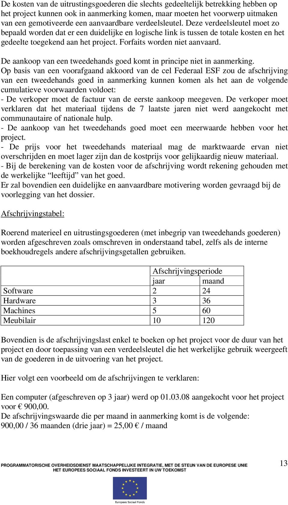 De aankoop van een tweedehands goed komt in principe niet in aanmerking.