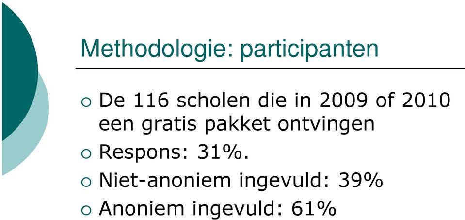 pakket ontvingen Respons: 31%.