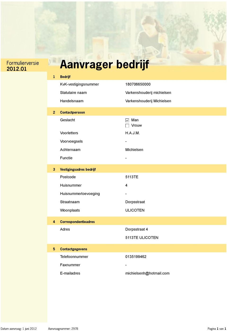 Contactpersoon Geslacht Voorletters Ma