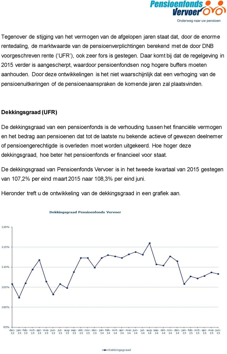 Door deze ontwikkelingen is het niet waarschijnlijk dat een verhoging van de pensioenuitkeringen of de pensioenaanspraken de komende jaren zal plaatsvinden.