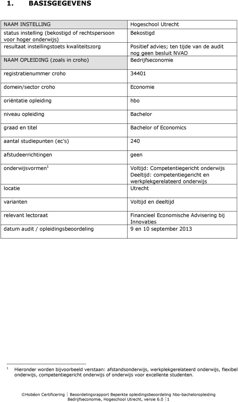 Economie hbo Bachelor Bachelor of Economics aantal studiepunten (ec s) 240 afstudeerrichtingen onderwijsvormen 1 locatie varianten geen Voltijd: Competentiegericht onderwijs Deeltijd: