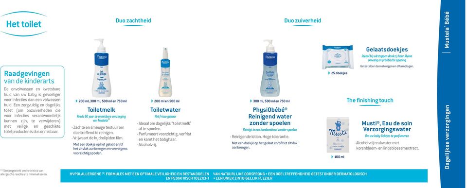 200 ml, 300 ml, 500 ml en 750 ml Toiletmelk Reeds 60 jaar de onmisbare verzorging van Mustela - Zachte en smeuïge textuur om doeltreffend te reinigen. - Vrijwaart de hydrolipiden film.