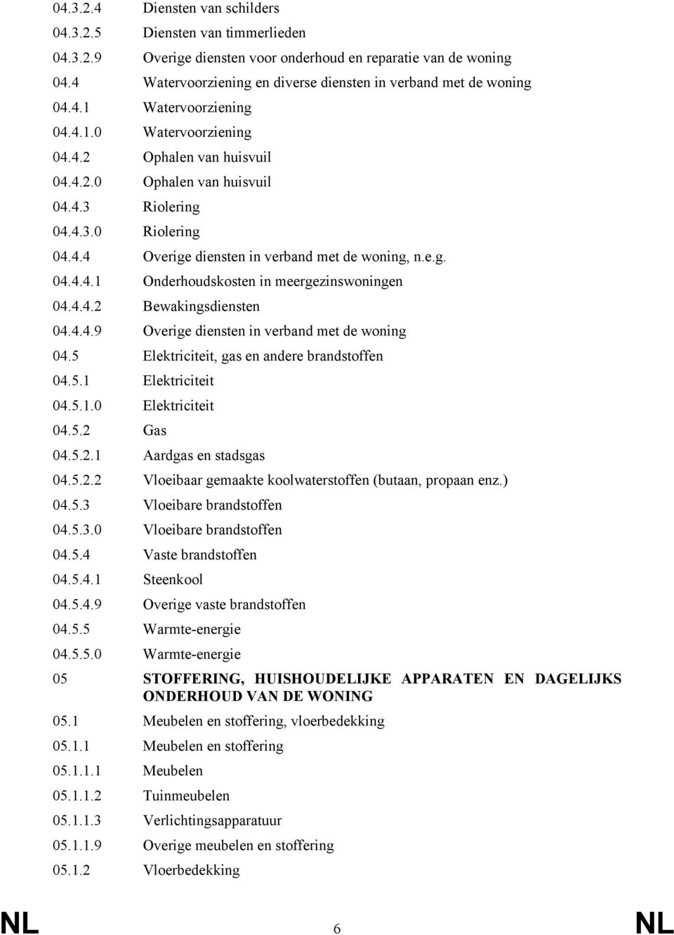 4.4 Overige diensten in verband met de woning, n.e.g. 04.4.4.1 Onderhoudskosten in meergezinswoningen 04.4.4.2 Bewakingsdiensten 04.4.4.9 Overige diensten in verband met de woning 04.