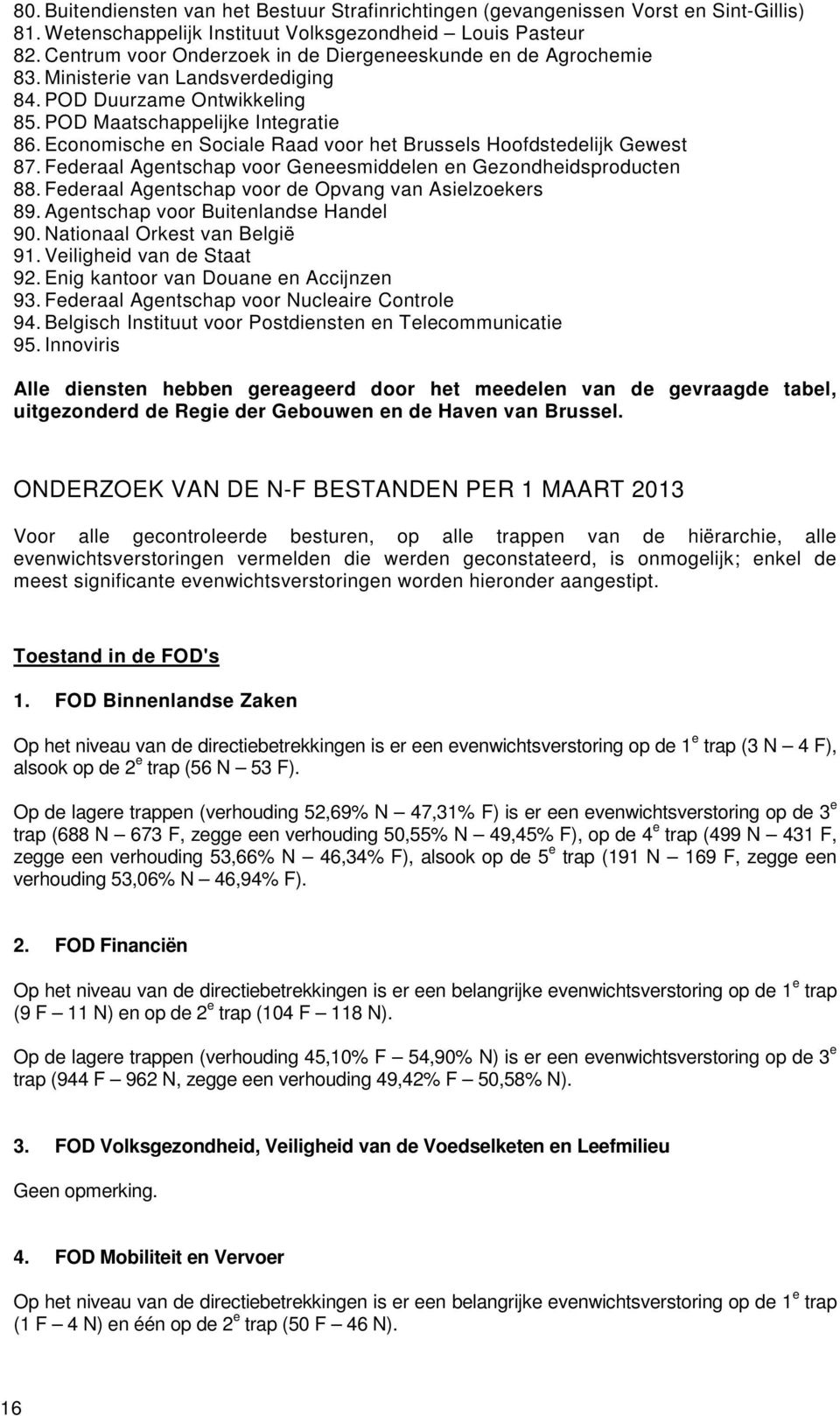 Economische en Sociale Raad voor het Brussels Hoofdstedelijk Gewest 87. Federaal Agentschap voor Geneesmiddelen en Gezondheidsproducten 88. Federaal Agentschap voor de Opvang van Asielzoekers 89.