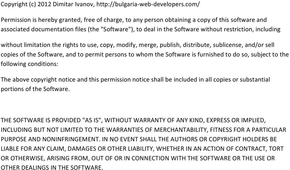 including without limitation the rights to use, copy, modify, merge, publish, distribute, sublicense, and/or sell copies of the Software, and to permit persons to whom the Software is furnished to do