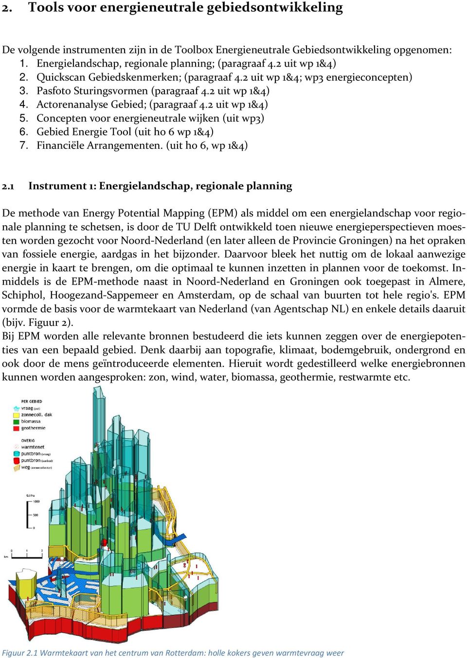 2 uit wp 1&4) 5. Concepten voor energieneutrale wijken (uit wp3) 6. Gebied Energie Tool (uit ho 6 wp 1&4) 7. Financiële Arrangementen. (uit ho 6, wp 1&4) 2.