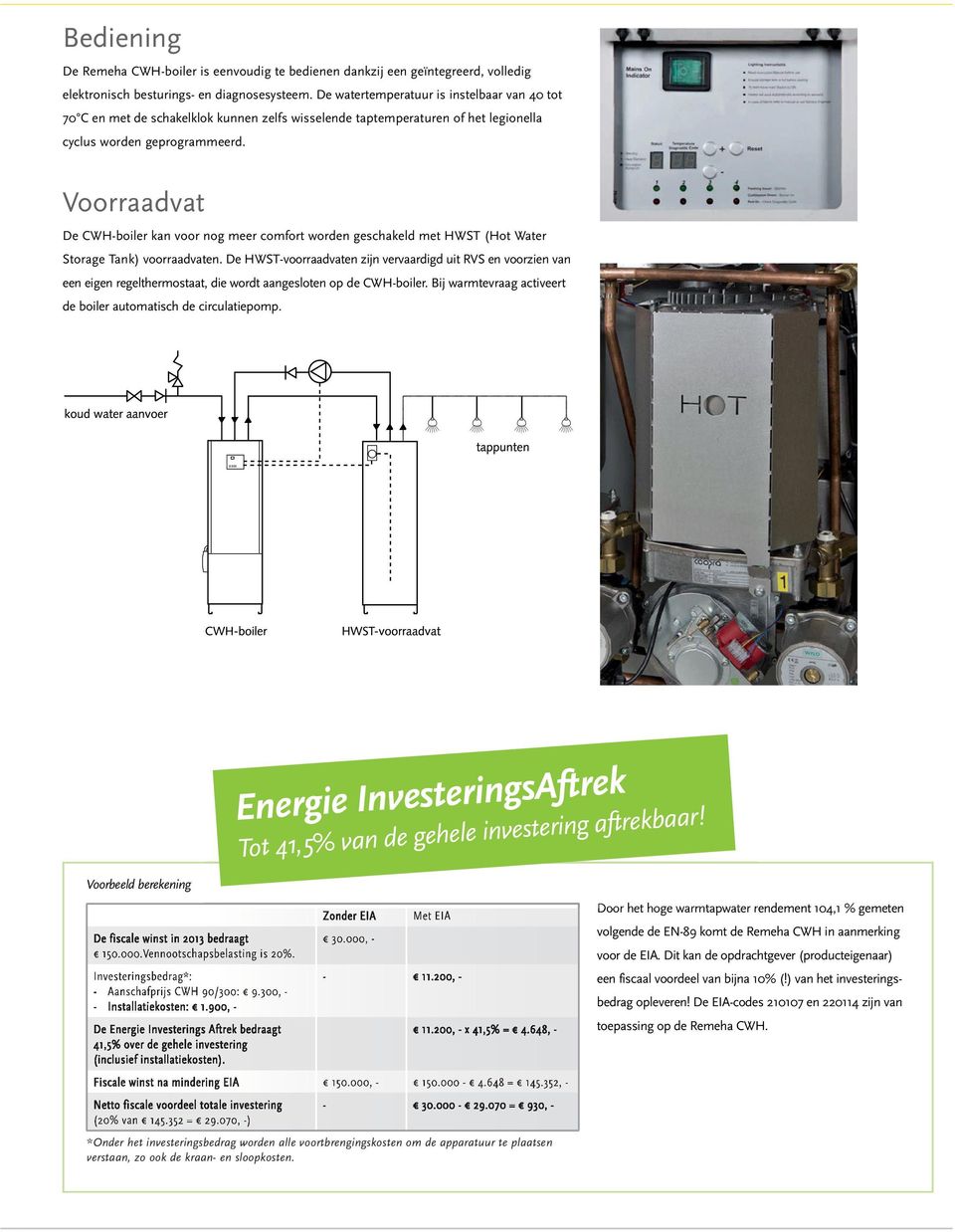 Voorraadvat De CWH-boiler kan voor nog meer comfort worden geschakeld met HWST (Hot Water Storage Tank) voorraadvaten.