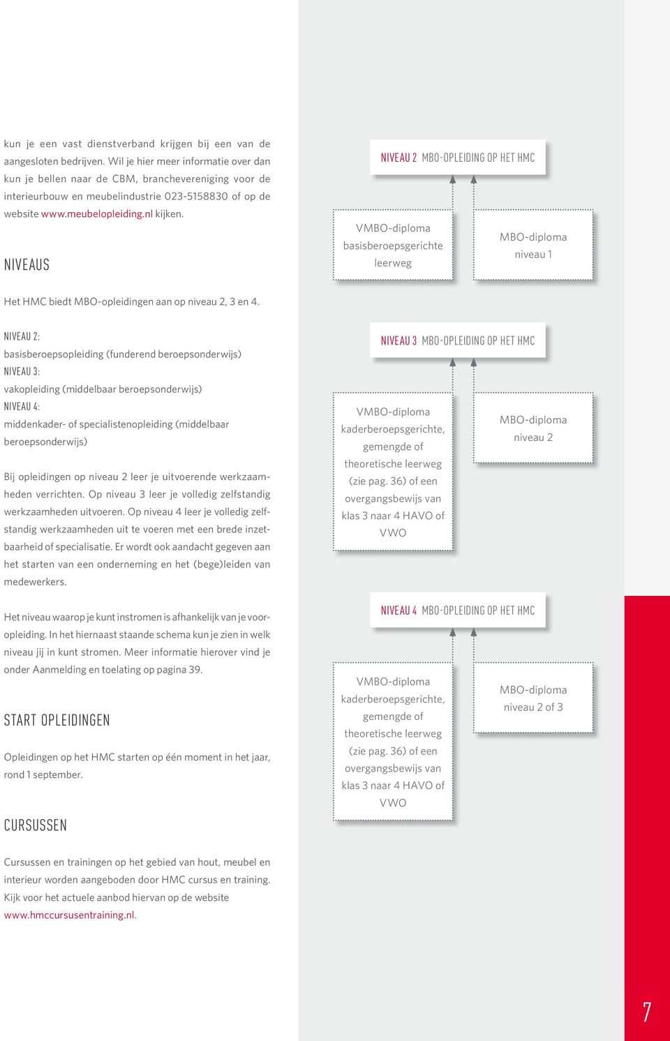 NIVEAUS NIVEAU 2 MBO-OPLEIDING OP HET HMC VMBO-diploma MBO-diploma basisberoepsgerichte niveau 1 leerweg Het HMC biedt MBO-opleidingen aan op niveau 2, 3 en 4.