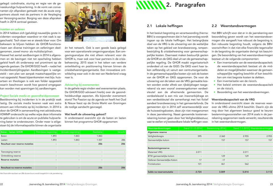 Inzetten en oefenen In 2014 hebben zich (gelukkig) nauwelijks grote incidenten voorgedaan waardoor er niet vaak is opgeschaald. Toch staan we er steeds klaar voor.