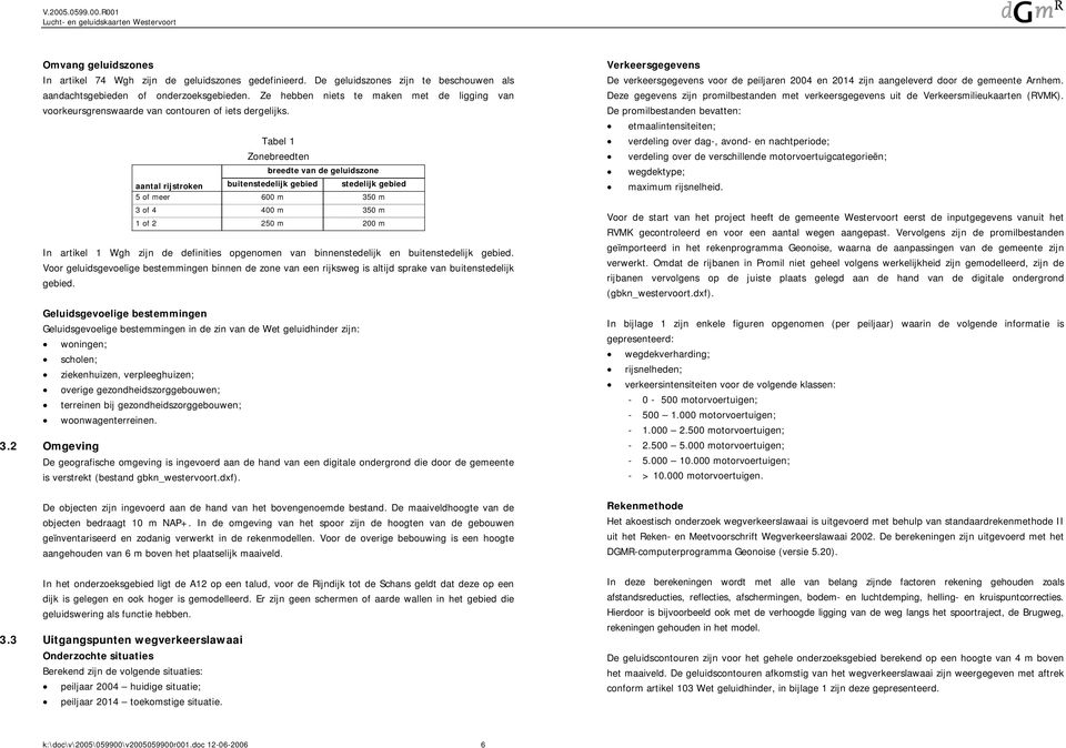 Tabel 1 Zonebreedten breedte van de geluidszone aantal rijstroken buitenstedelijk gebied stedelijk gebied 5 of meer 600 m 350 m 3 of 4 400 m 350 m 1 of 2 250 m 200 m In artikel 1 Wgh zijn de