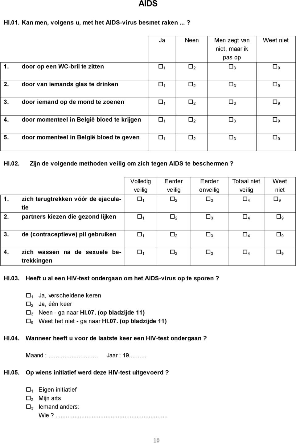 zich terugtrekken vóór de ejaculatie Volledig veilig Eerder veilig Eerder onveilig Totaal niet veilig Weet niet 2. partners kiezen die gezond lijken 3. de (contraceptieve) pil gebruiken 4.