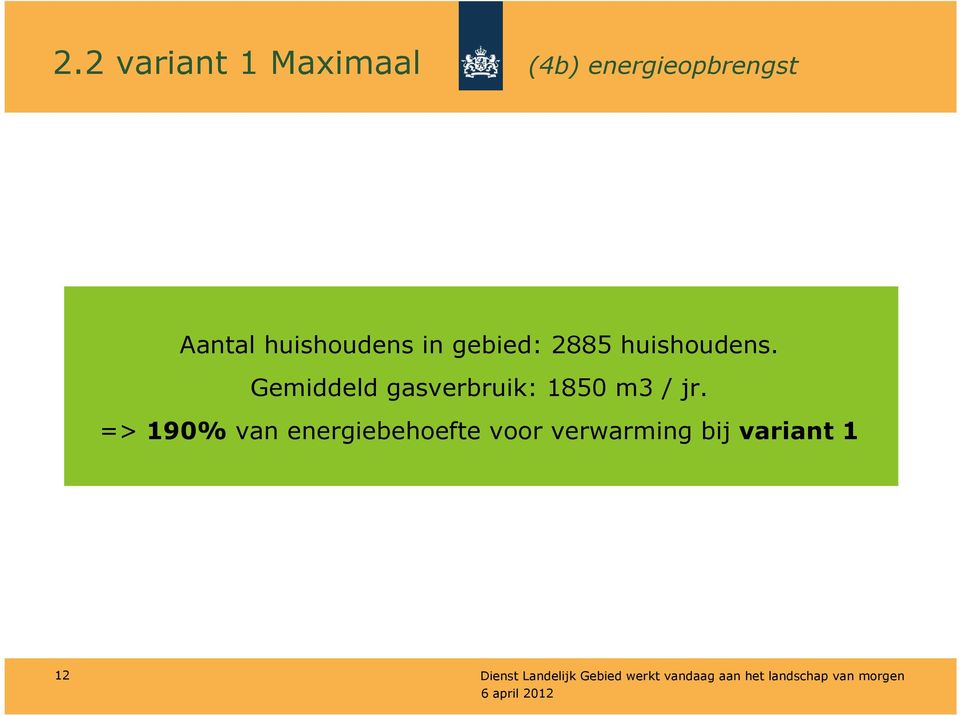 Gemiddeld gasverbruik: 1850 m3 / jr.