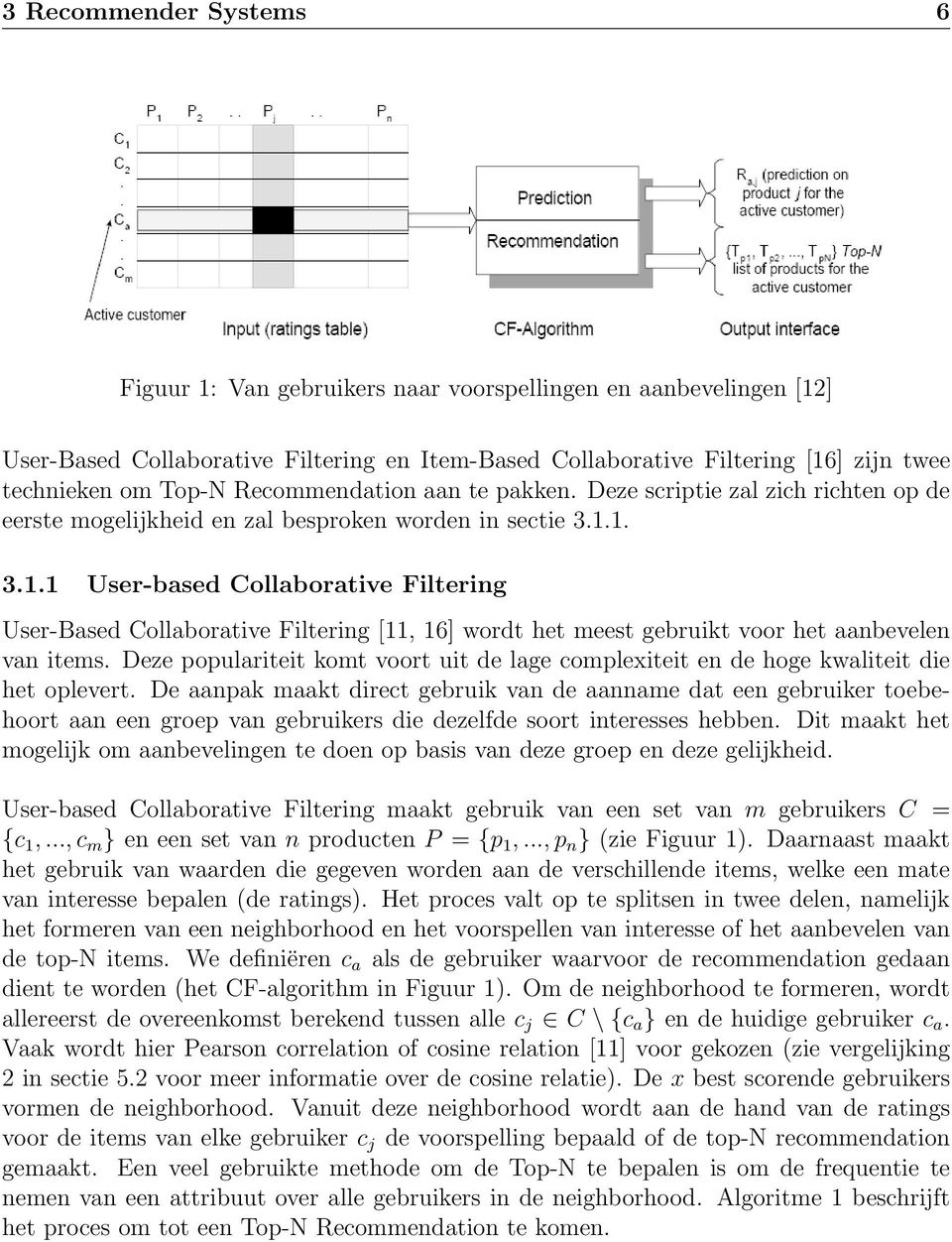 1. 3.1.1 User-based Collaborative Filtering User-Based Collaborative Filtering [11, 16] wordt het meest gebruikt voor het aanbevelen van items.