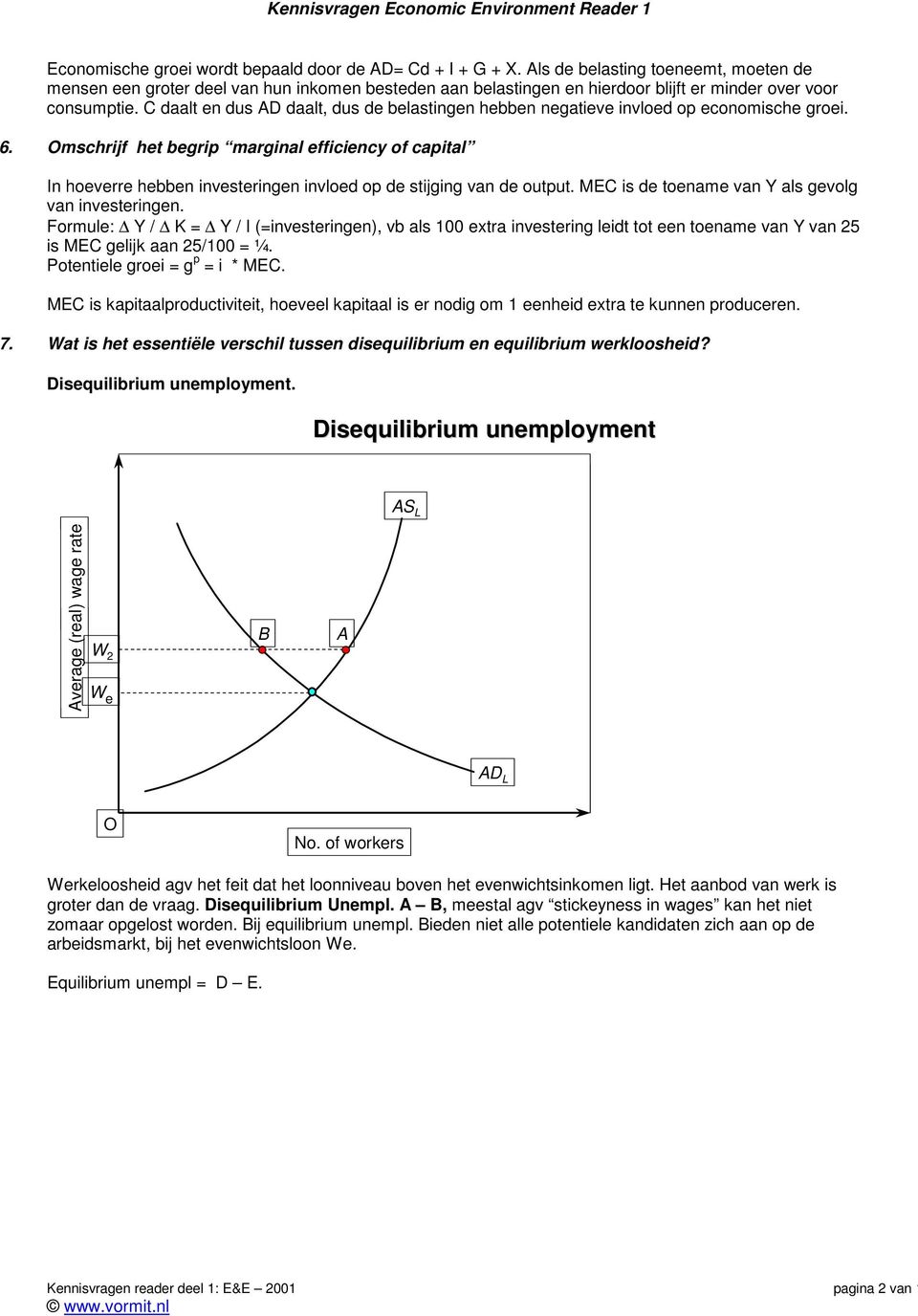 C daalt en dus AD daalt, dus de belastingen hebben negatieve invloed op economische groei. 6.