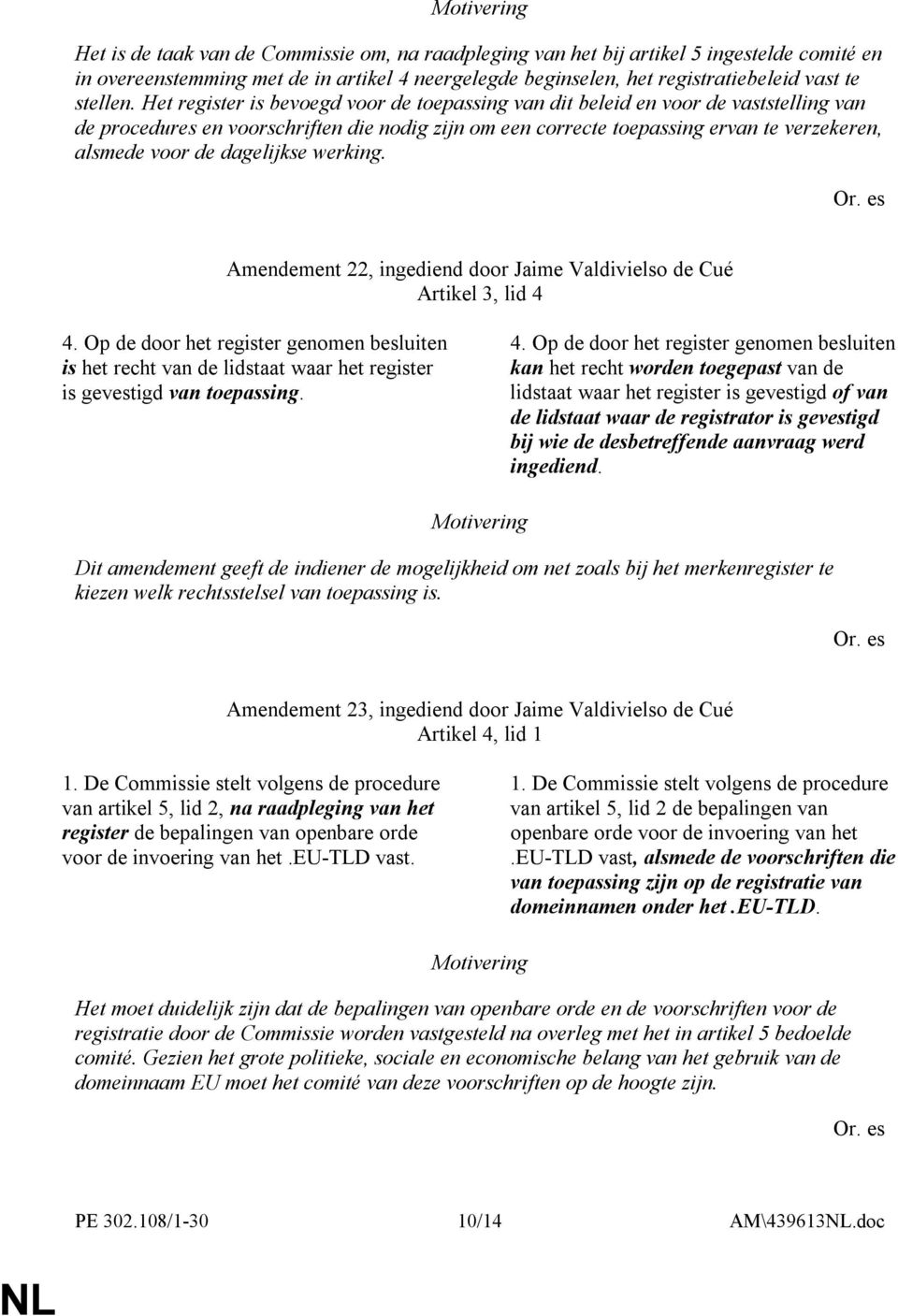 dagelijkse werking. Amendement 22, ingediend door Jaime Valdivielso de Cué Artikel 3, lid 4 4.