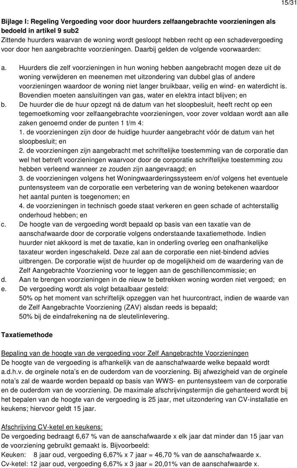 Huurders die zelf voorzieningen in hun woning hebben aangebracht mogen deze uit de woning verwijderen en meenemen met uitzondering van dubbel glas of andere voorzieningen waardoor de woning niet