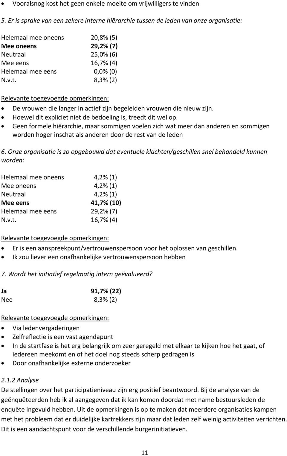 (0) N.v.t. 8,3% (2) De vrouwen die langer in actief zijn begeleiden vrouwen die nieuw zijn. Hoewel dit expliciet niet de bedoeling is, treedt dit wel op.