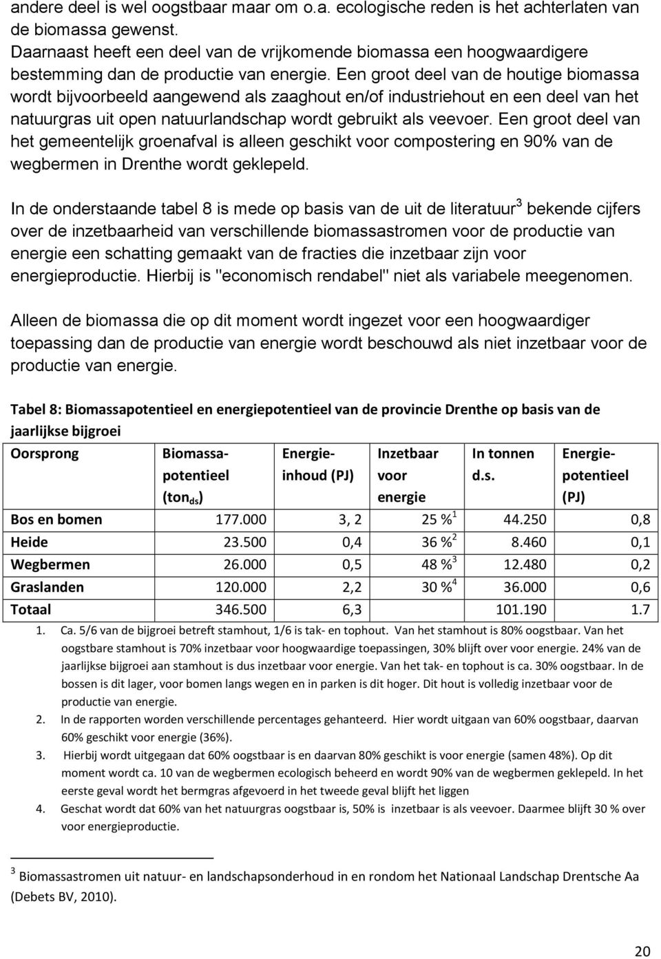 Een groot deel van de houtige biomassa wordt bijvoorbeeld aangewend als zaaghout en/of industriehout en een deel van het natuurgras uit open natuurlandschap wordt gebruikt als veevoer.