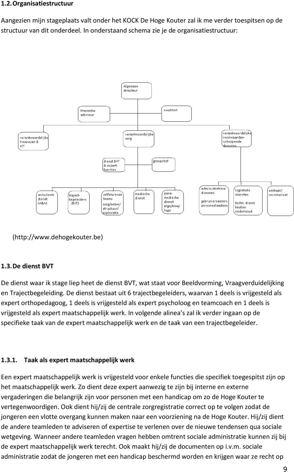 De dienst BVT De dienst waar ik stage liep heet de dienst BVT, wat staat voor Beeldvorming, Vraagverduidelijking en Trajectbegeleiding.