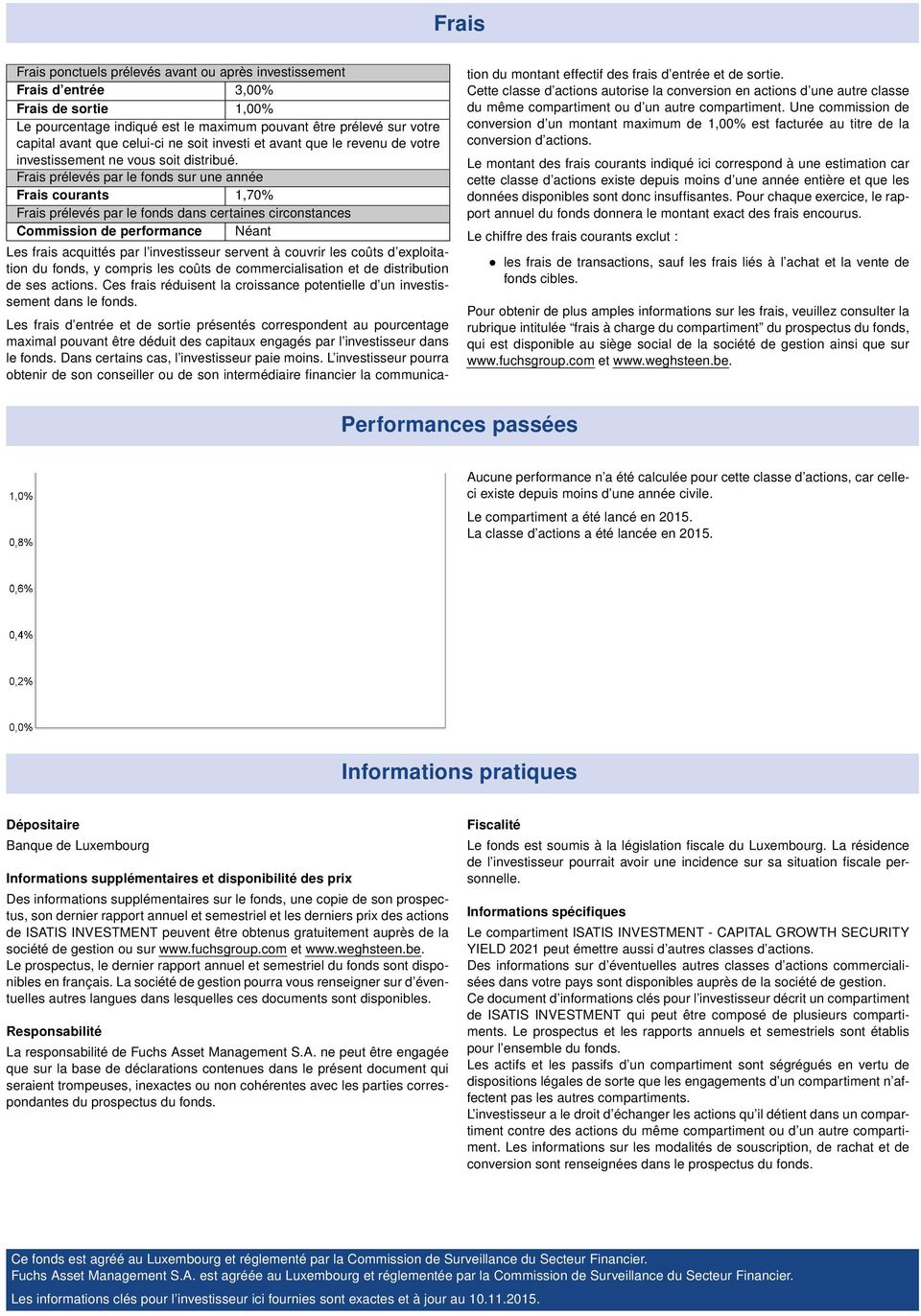 Frais prélevés par le fonds sur une année Frais courants 1,70% Frais prélevés par le fonds dans certaines circonstances Commission de performance Néant Les frais acquittés par l investisseur servent