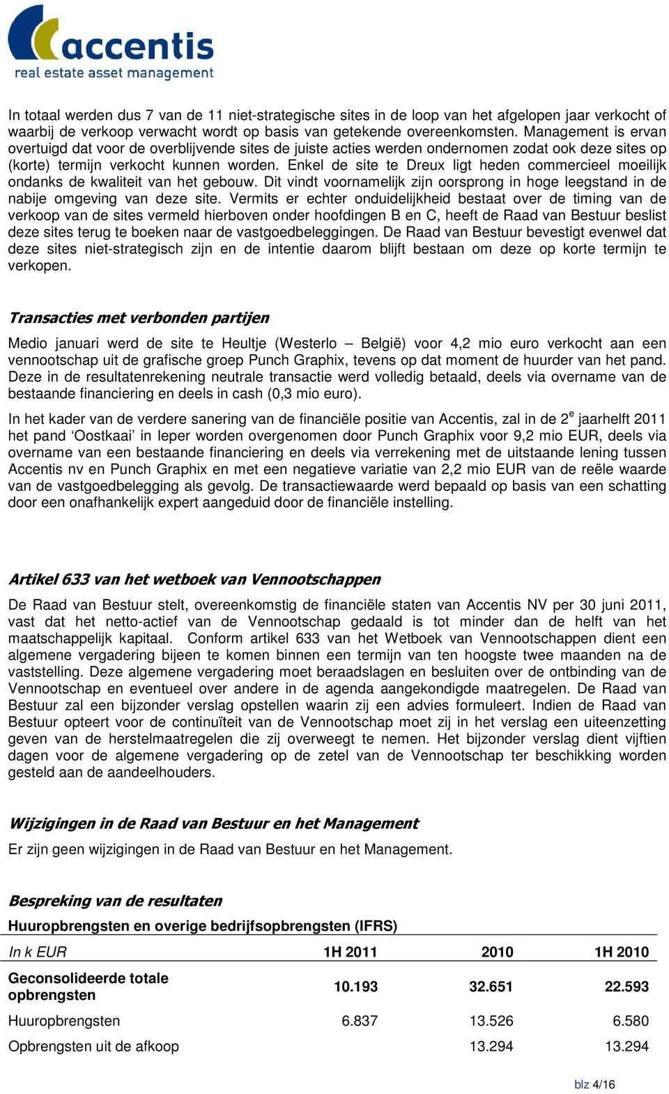 Enkel de site te Dreux ligt heden commercieel moeilijk ondanks de kwaliteit van het gebouw. Dit vindt voornamelijk zijn oorsprong in hoge leegstand in de nabije omgeving van deze site.