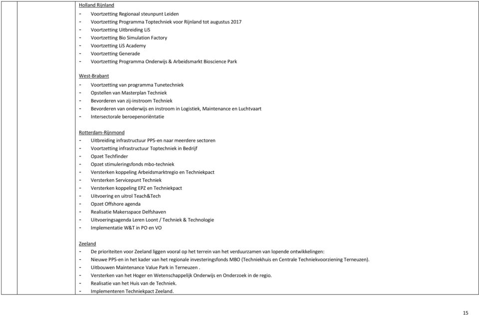 Techniek - Bevorderen van zij-instroom Techniek - Bevorderen van onderwijs en instroom in Logistiek, Maintenance en Luchtvaart - Intersectorale beroepenoriëntatie Rotterdam-Rijnmond - Uitbreiding