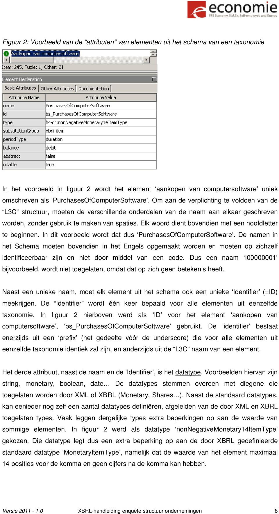 Elk woord dient bovendien met een hoofdletter te beginnen. In dit voorbeeld wordt dat dus PurchasesOfComputerSoftware.