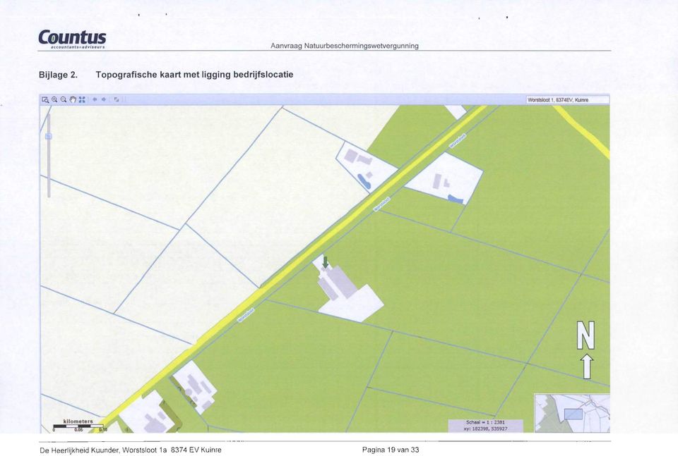 Topografische kaart met ligging bedrijfslocatie De