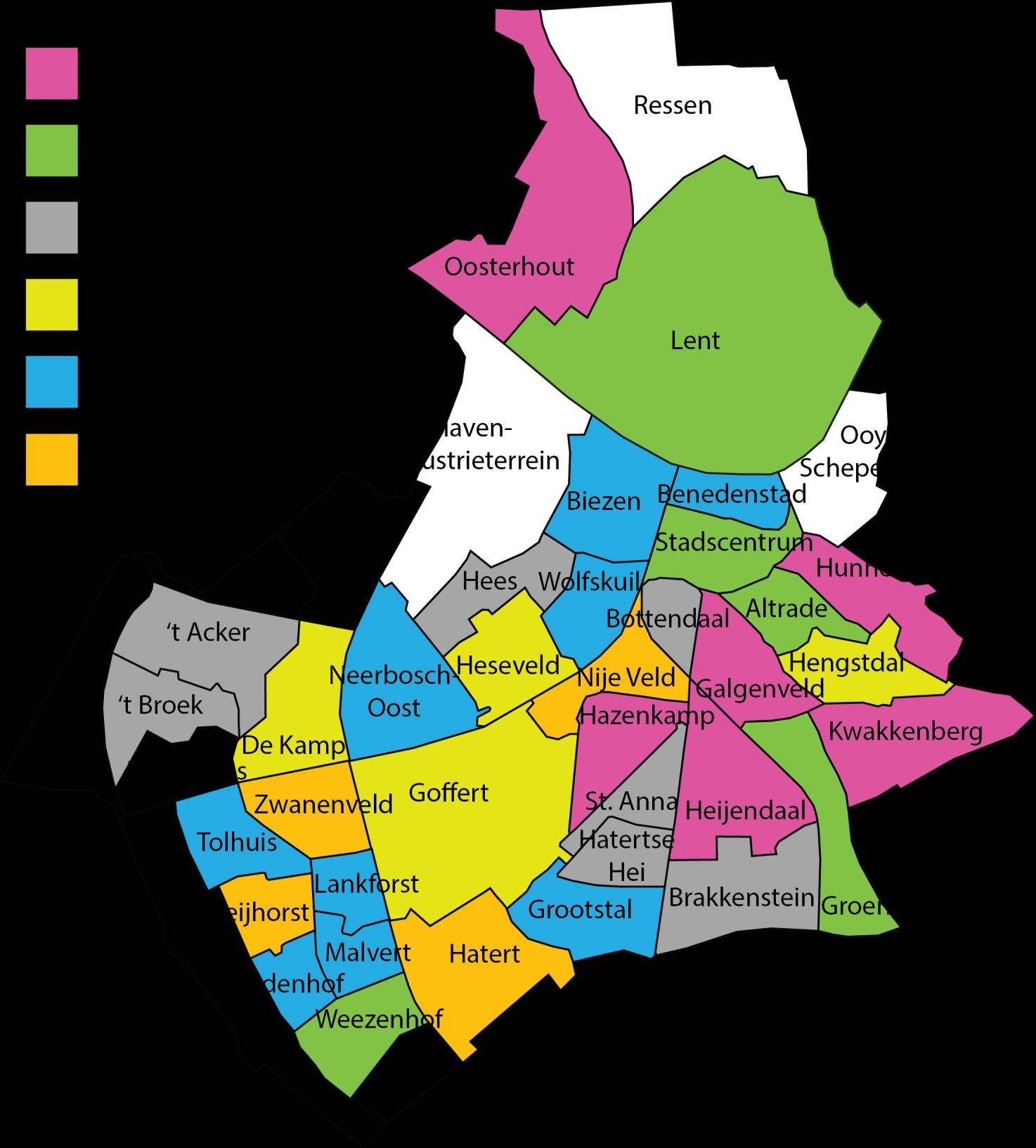 Figuur 12: Aandeel CAZ verzekerden gerelateerd aan het aantal inwoners per wijk.