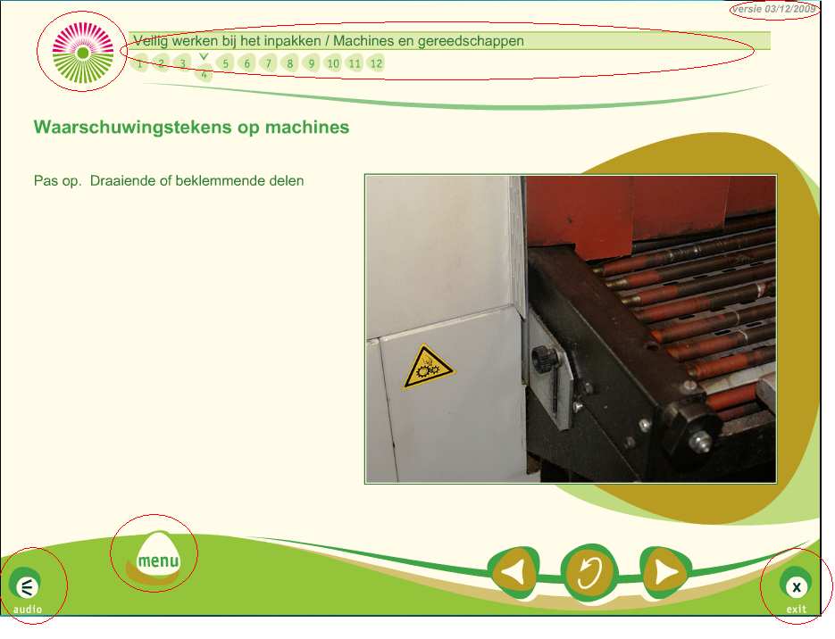 Afbeelding 24. De omcirkelde elementen zijn niet-relevante elementen als het gaat om het leren van informatie over veilig werken met machines en gereedschappen.