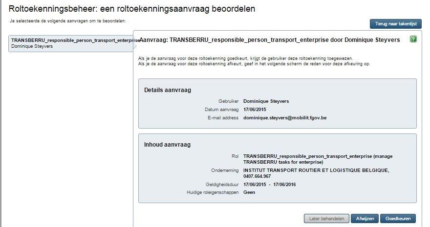 3.4. Goedkeuren 3.5. Geslaagd! De gebruiker heeft nu toegang tot FODMOB_DGLV_SPO-NCO-NCC!