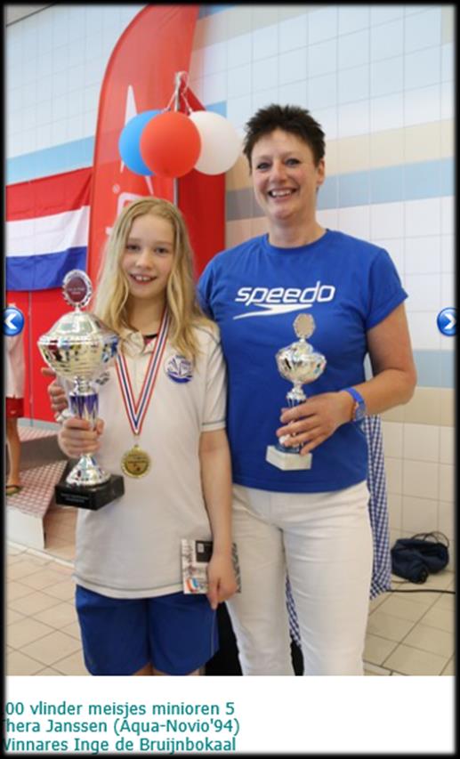 Schooljaar 2015-2016 Pagina 2 Thera wint de Inge de Bruijn- Bokaal! Afgelopen zondag zwom ik het Nederlands kampioenschap in een 50m bad. Ik mocht 4 afstanden zwemmen.