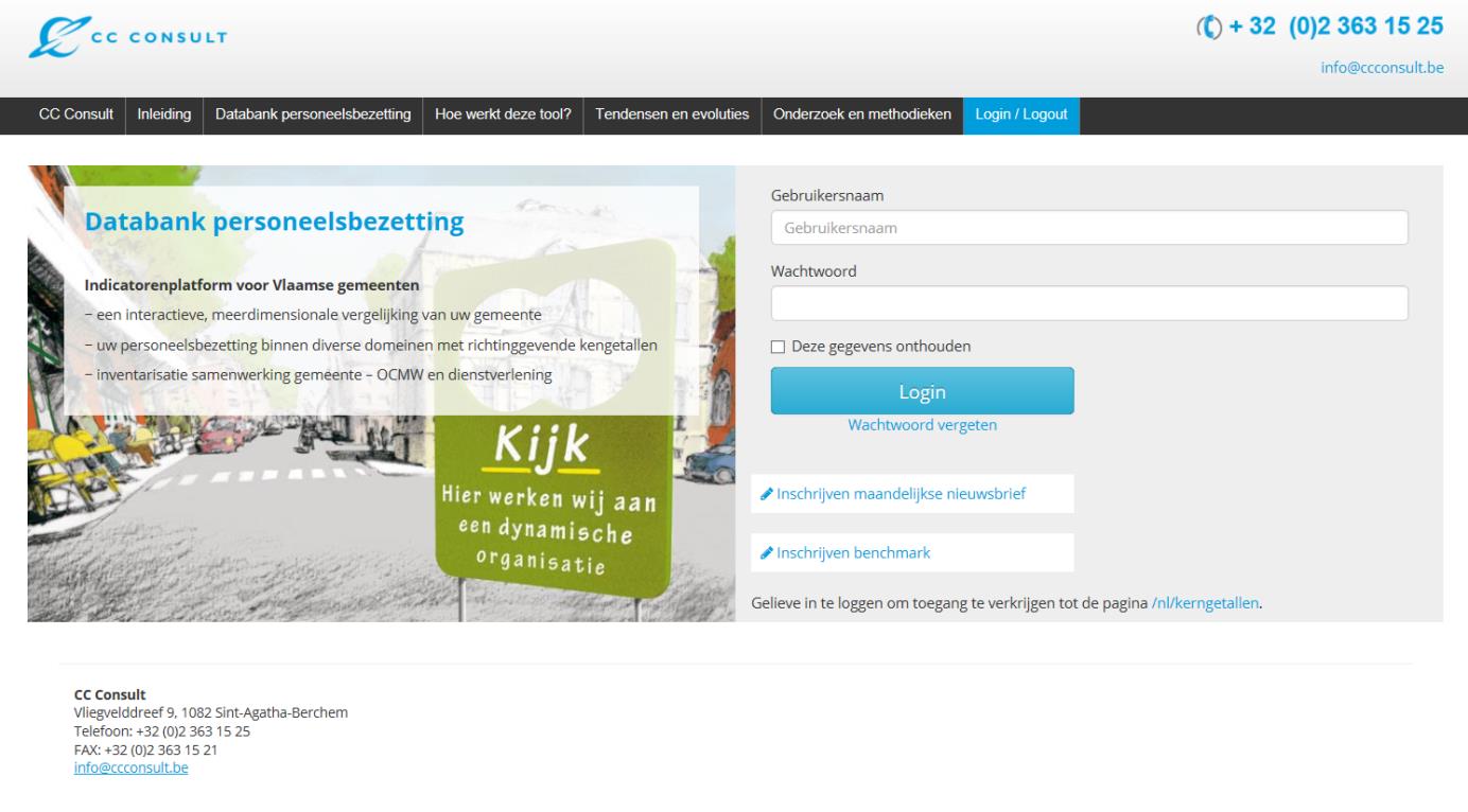 Website databank personeelsbezetting Hoe gebruikt u dit platform? Wanneer u surft naar de weblink die u van CC Consult ontvangen heeft (www.vergelijkjegemeente.