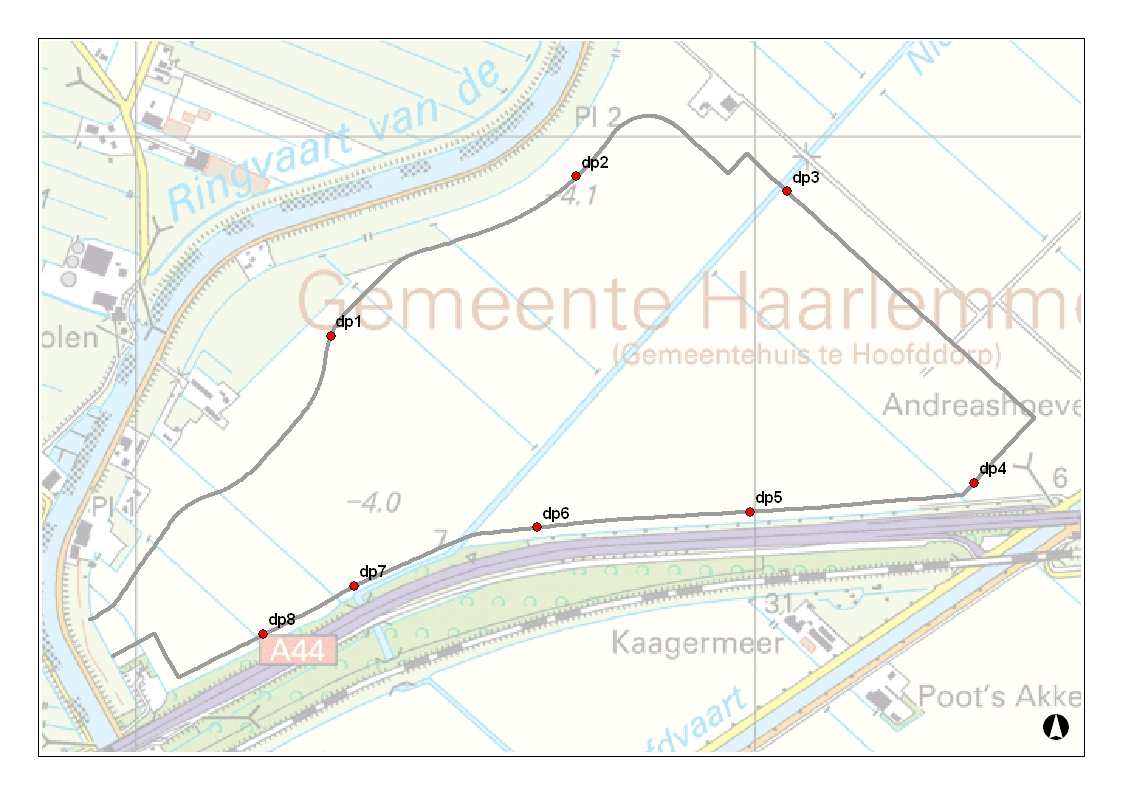 4 Stabiliteit 4.1 Locaties berekeningen Op 8 locaties zijn stabiliteitsberekeningen uitgevoerd. Deze locaties zijn weergegeven in Figuur 4.1. In Tabel 4.