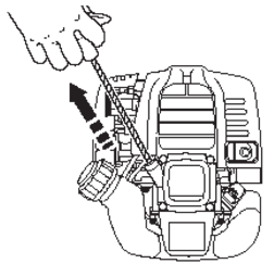 Nota: Als het motorolieniveau te laag is, zal de motor niet starten. Voeg olie toe aan motor, indien dit gebeurt. 4.6.5 Zet de choke open naarmate motor opwarmt (a2). 4.6.6 Open gashendel helemaal om machine in beweging te brengen.