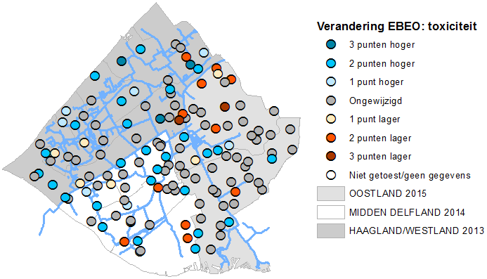 Toxiciteit in kaart Gebiedsbreed beeld 2013, 2014 en 2015 Verandering